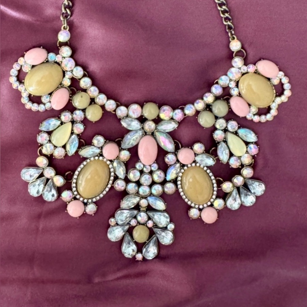 Pastel Pink and Cream Statement Bib Necklace